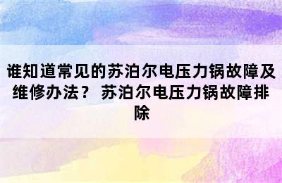 谁知道常见的苏泊尔电压力锅故障及维修办法？ 苏泊尔电压力锅故障排除